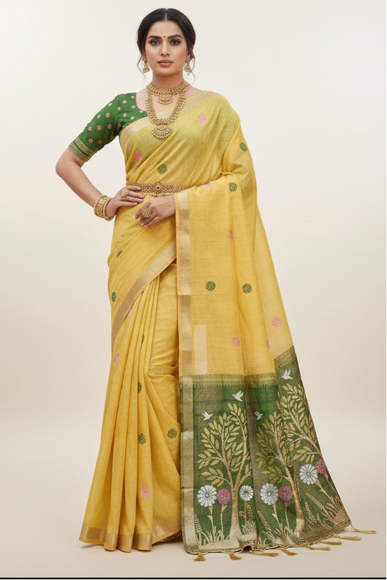 Vrindavan Bloom Muga Cotton Saree