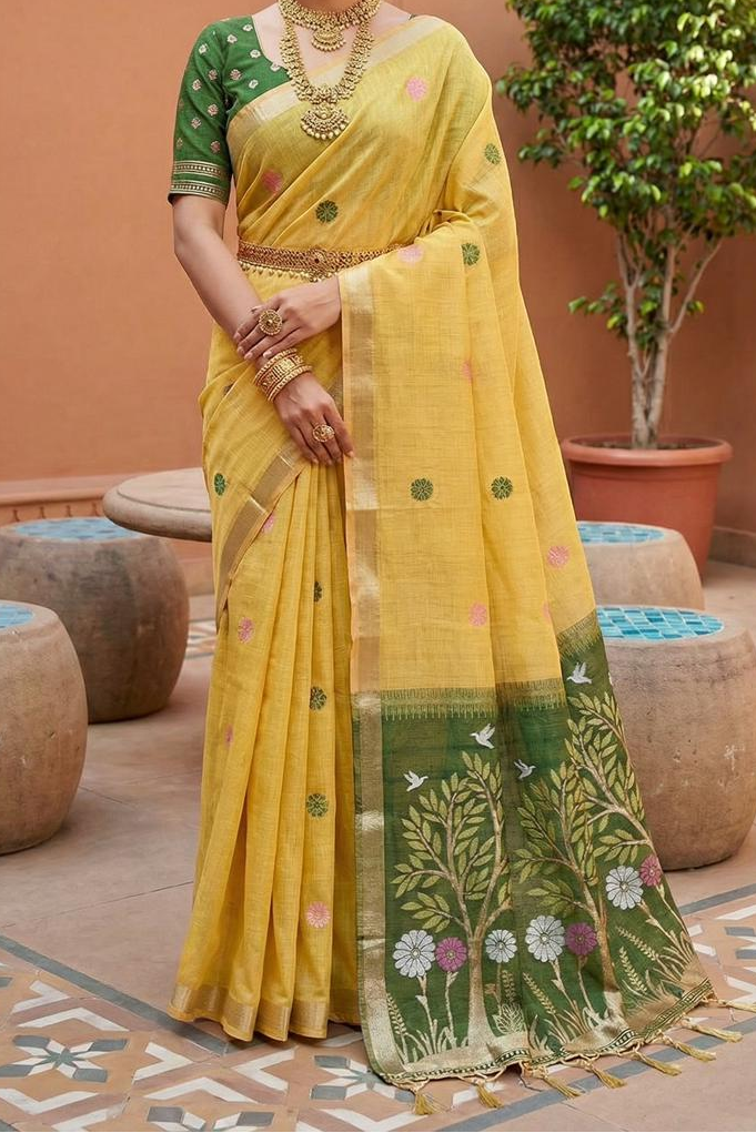 Vrindavan Bloom Muga Cotton Saree