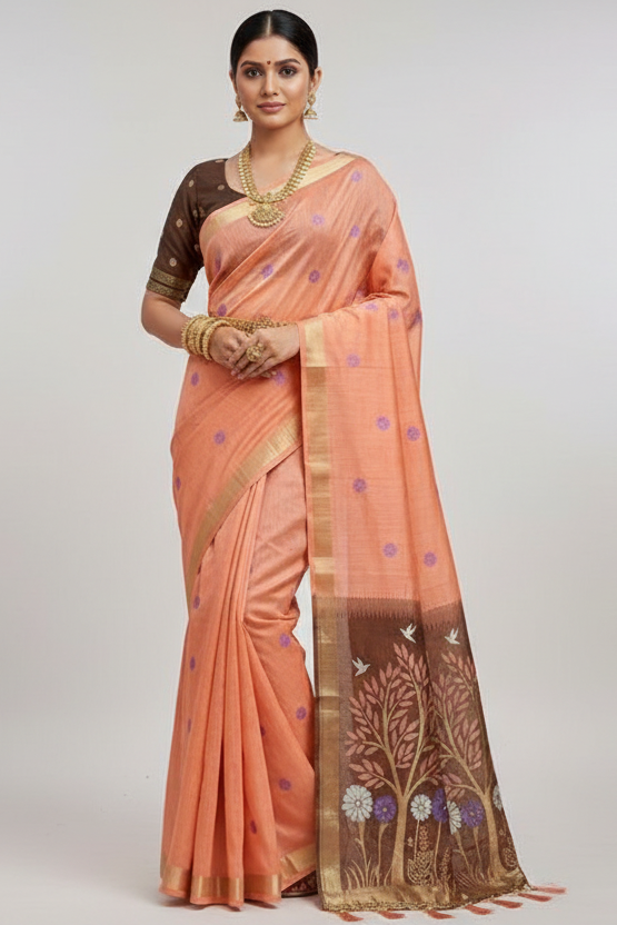Vrindavan Bloom Muga Cotton Saree