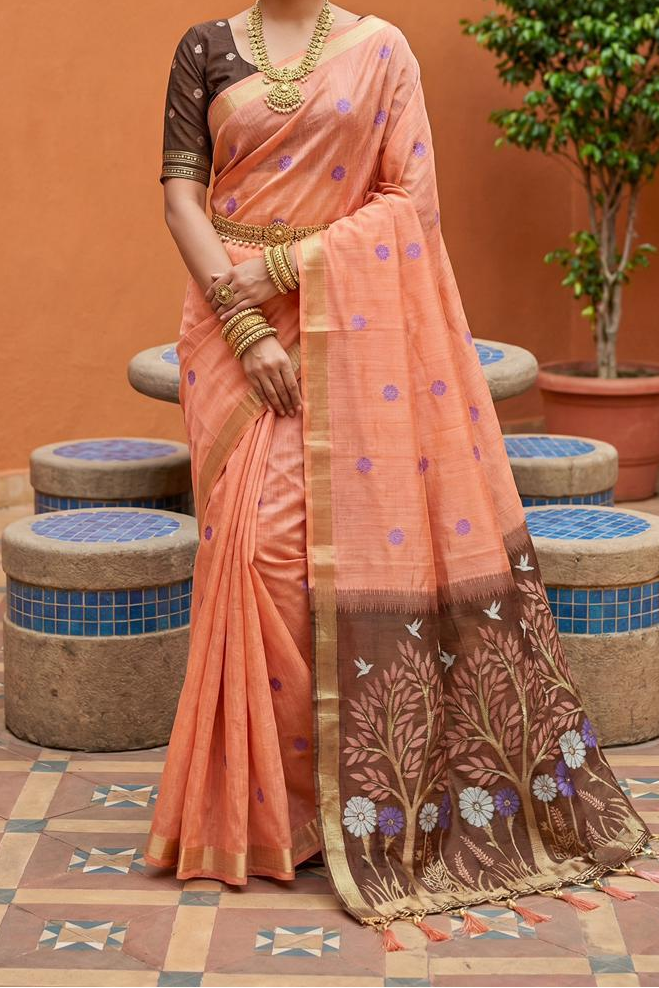 Vrindavan Bloom Muga Cotton Saree