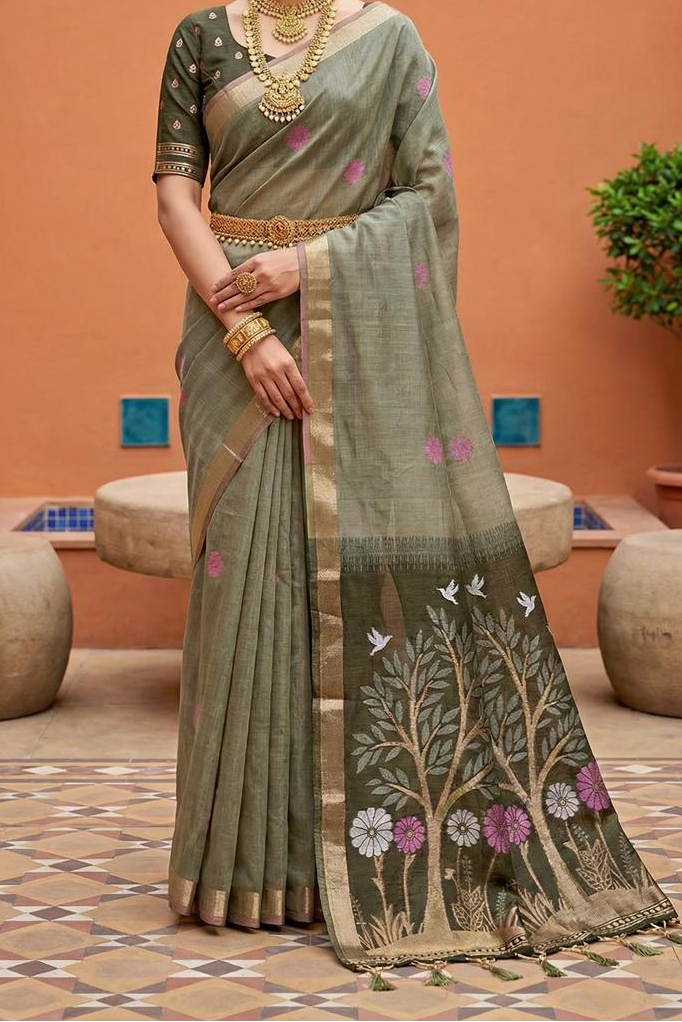 Vrindavan Bloom Muga Cotton Saree