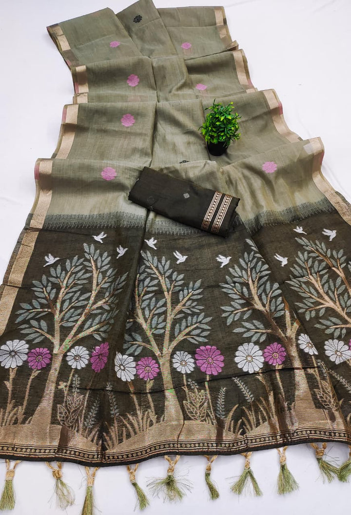Vrindavan Bloom Muga Cotton Saree