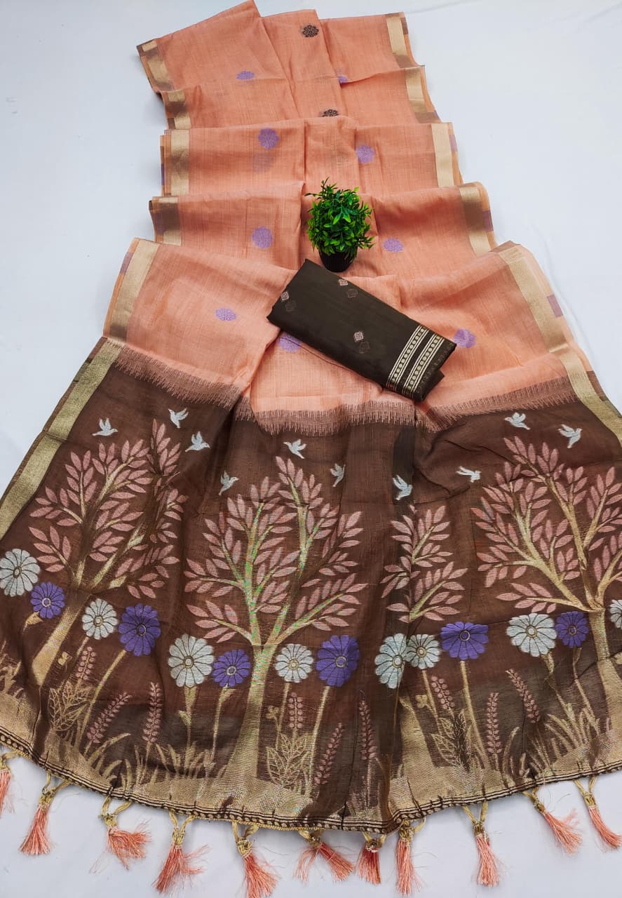 Vrindavan Bloom Muga Cotton Saree