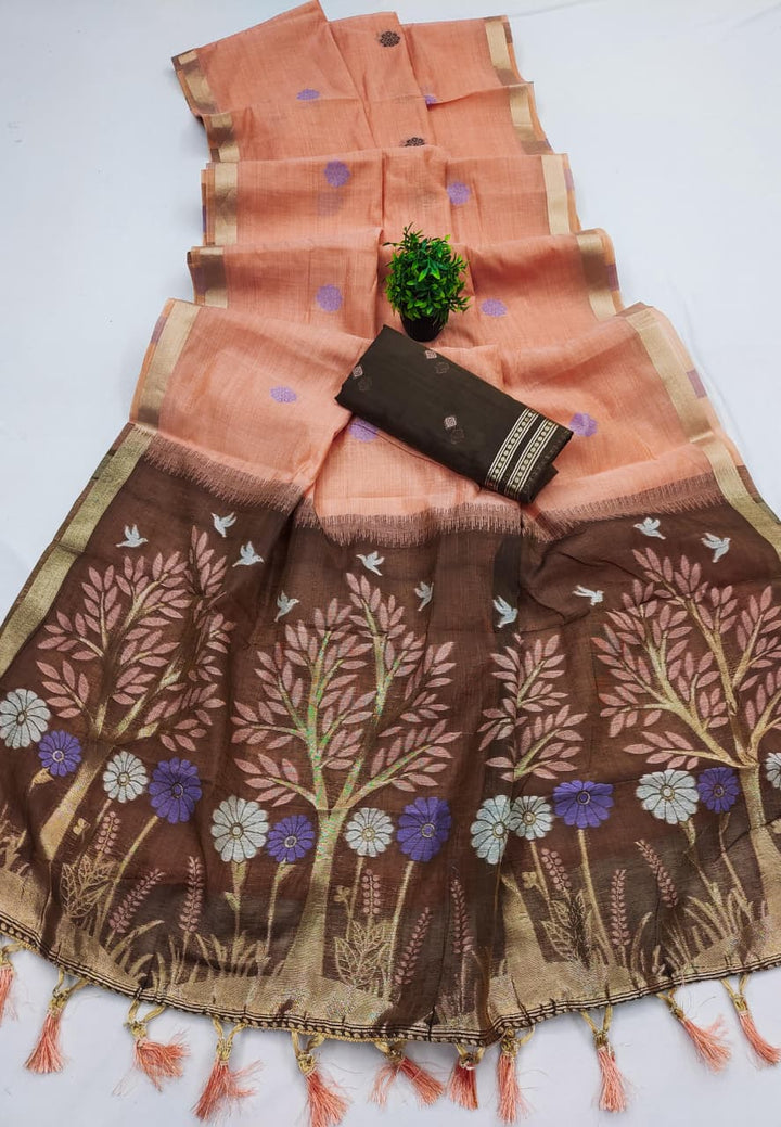 Vrindavan Bloom Muga Cotton Saree