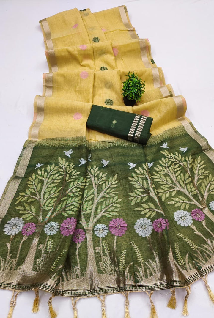 Vrindavan Bloom Muga Cotton Saree