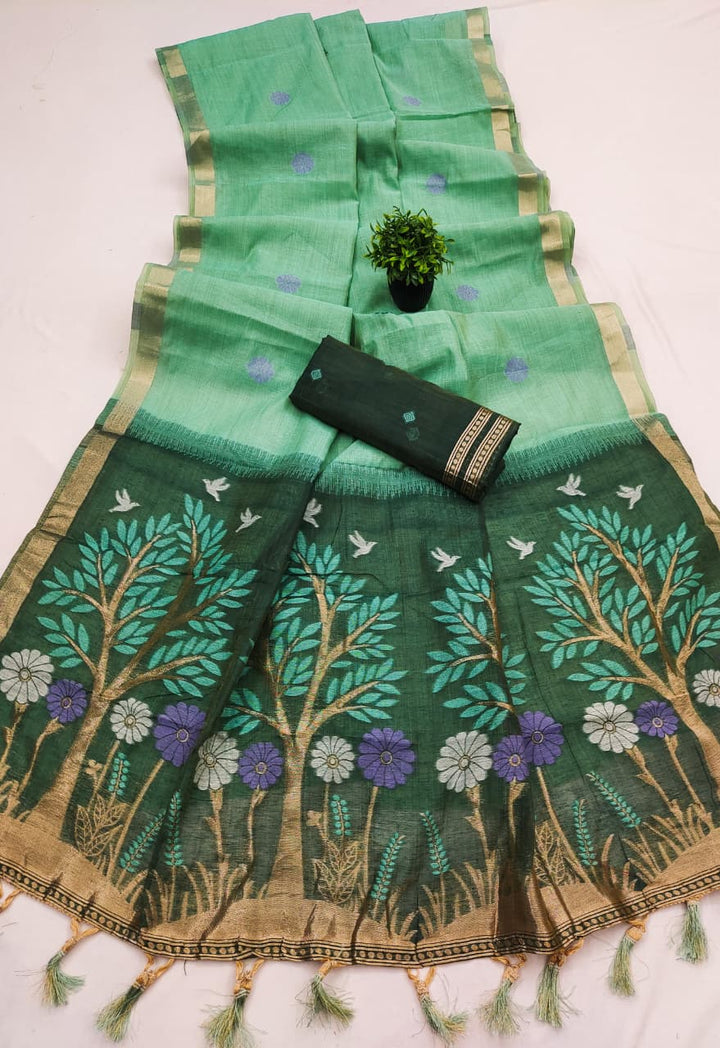 Vrindavan Bloom Muga Cotton Saree