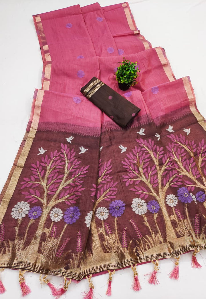 Vrindavan Bloom Muga Cotton Saree