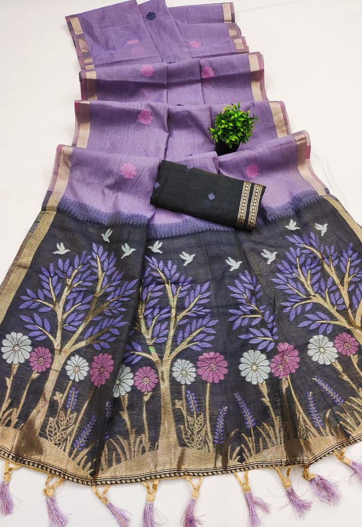 Vrindavan Bloom Muga Cotton Saree