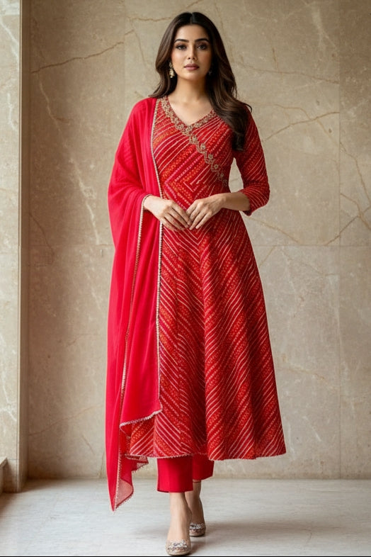 Leherika Anarkali Cotton Kurti Set