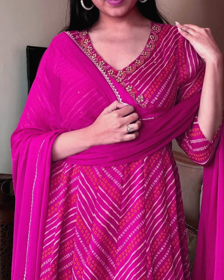 Leherika Anarkali Cotton Kurti Set