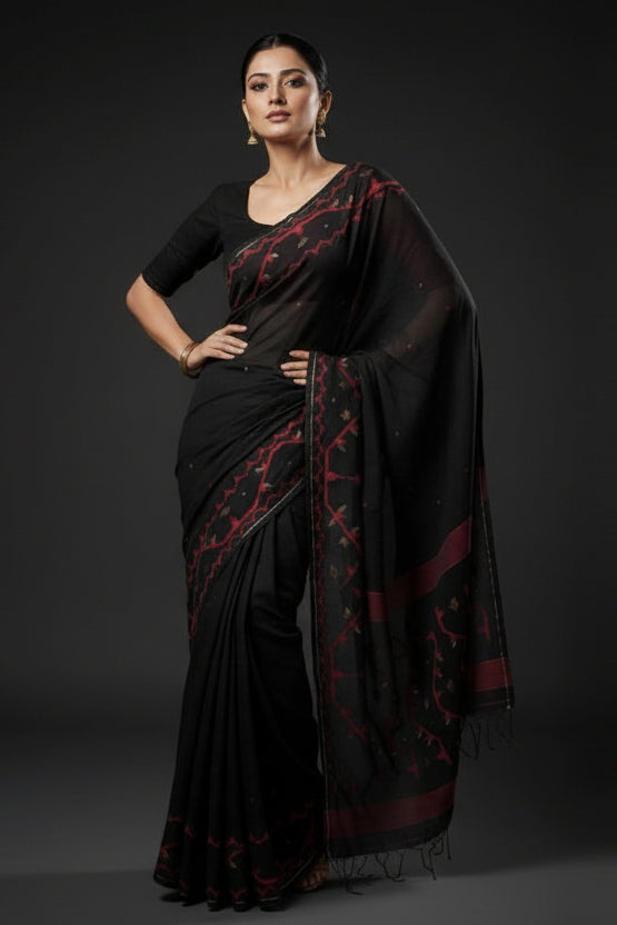 Snigdharag Karat Cotton Jamdani Saree