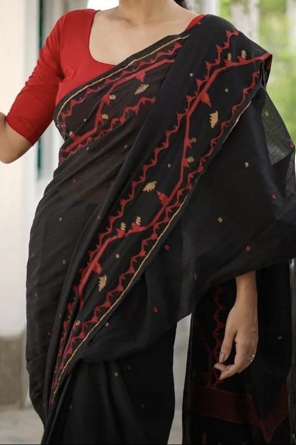 Snigdharag Karat Cotton Jamdani Saree