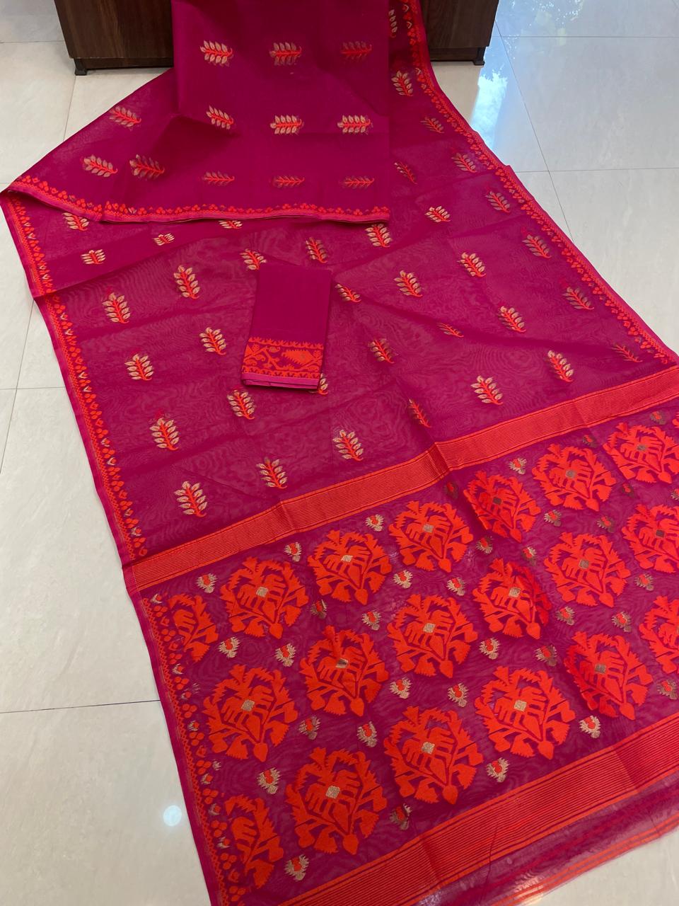 Ful Bagan Dhakai Jamdani Saree