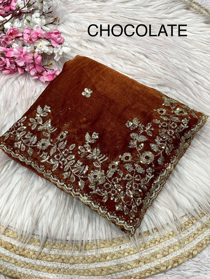 Florise Designer Embroidery Silk Saree