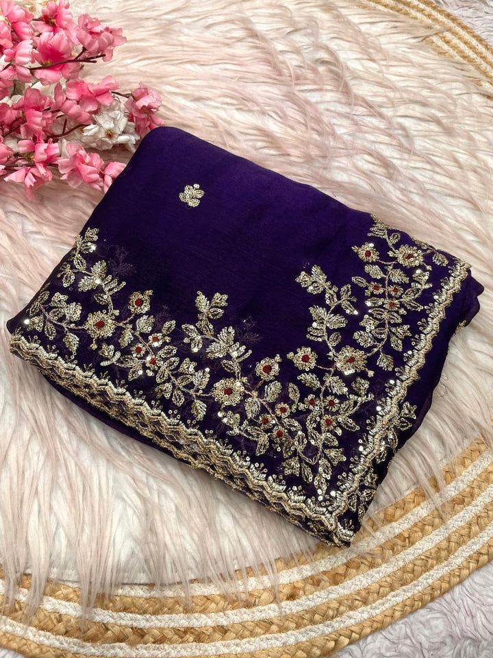 Florise Designer Embroidery Silk Saree