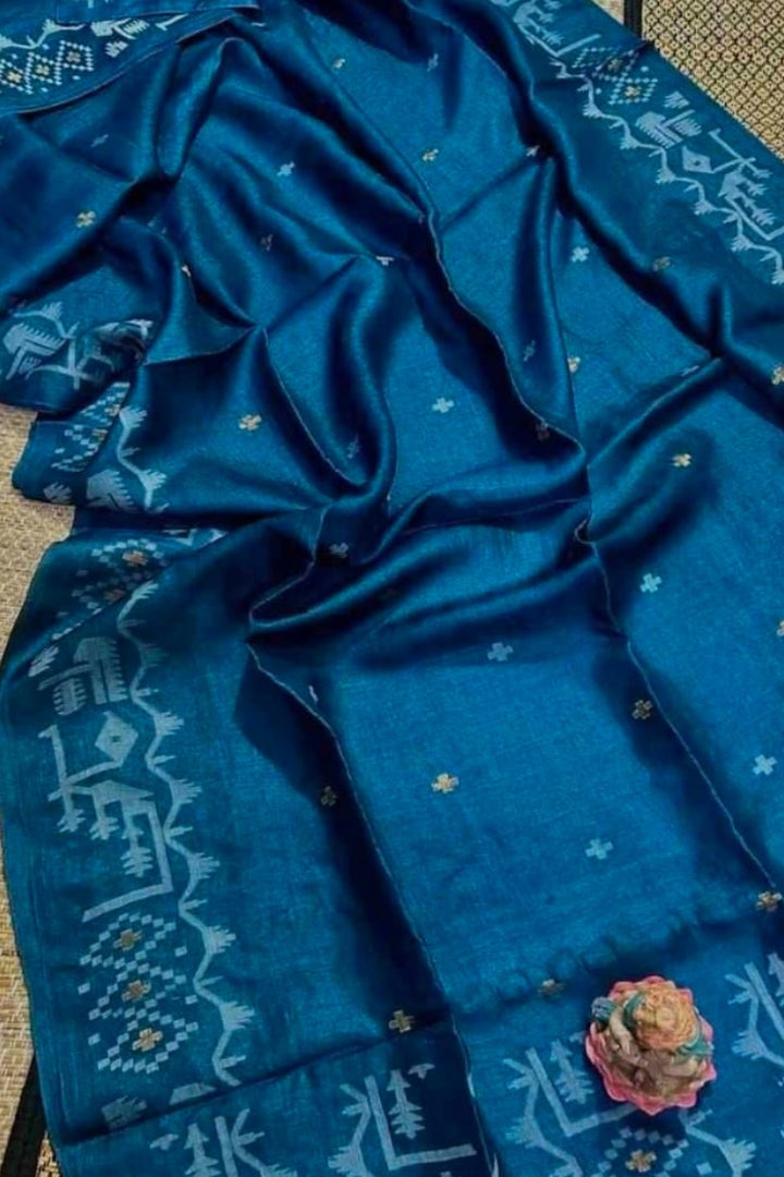 Pranto rekha Gachi Tussar Jamdani Handloom Saree