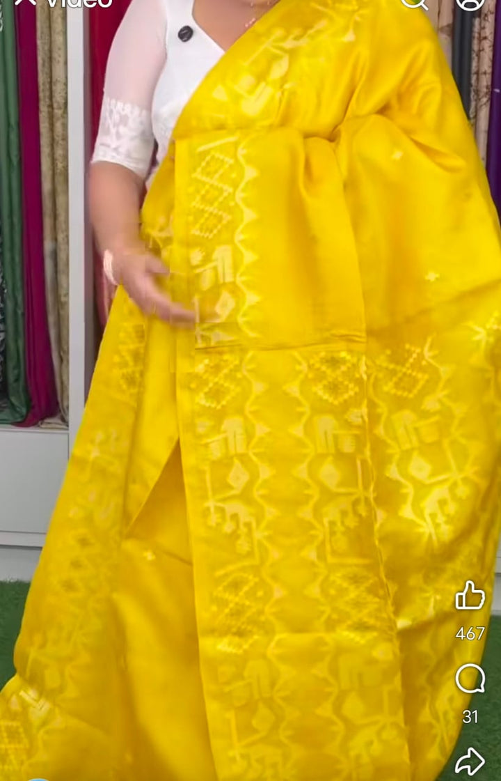 Pranto rekha Gachi Tussar Jamdani Handloom Saree
