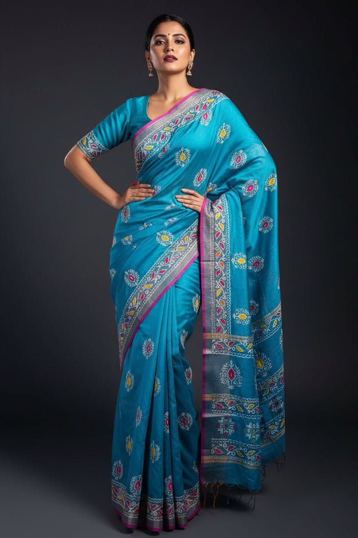 Tulir Tan Cotton Silk Saree