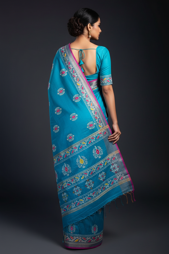 Tulir Tan Cotton Silk Saree