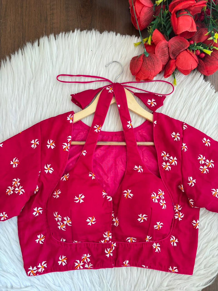 Pink Shiuli Masaba Style Vichitra Silk Blouse
