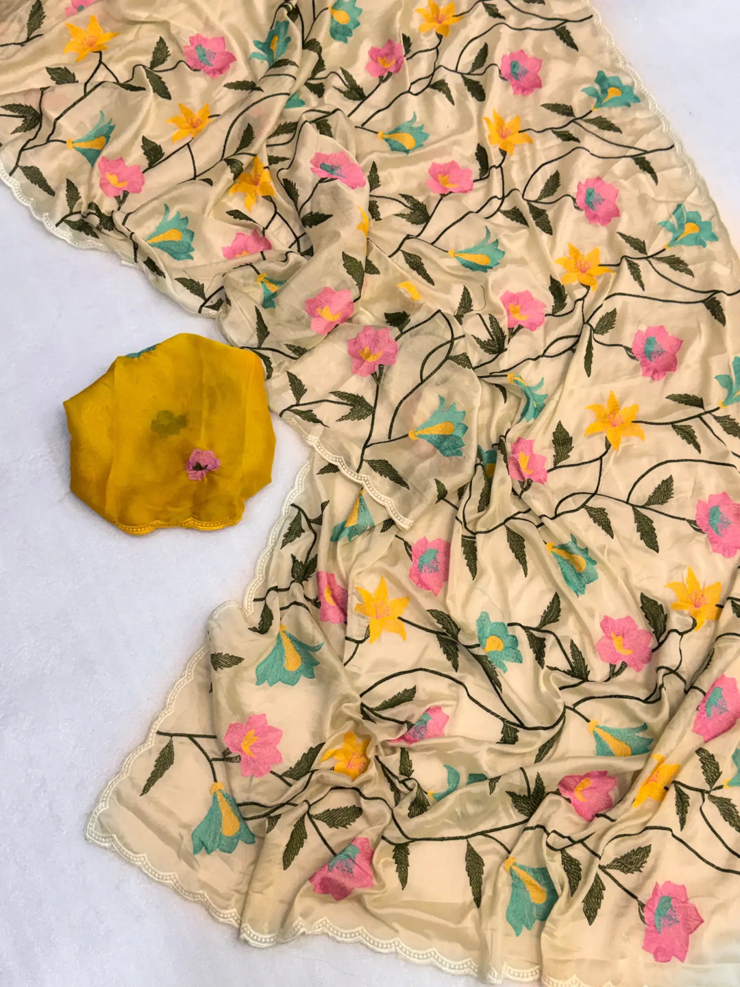Blossom Tale Rangoli Silk Saree