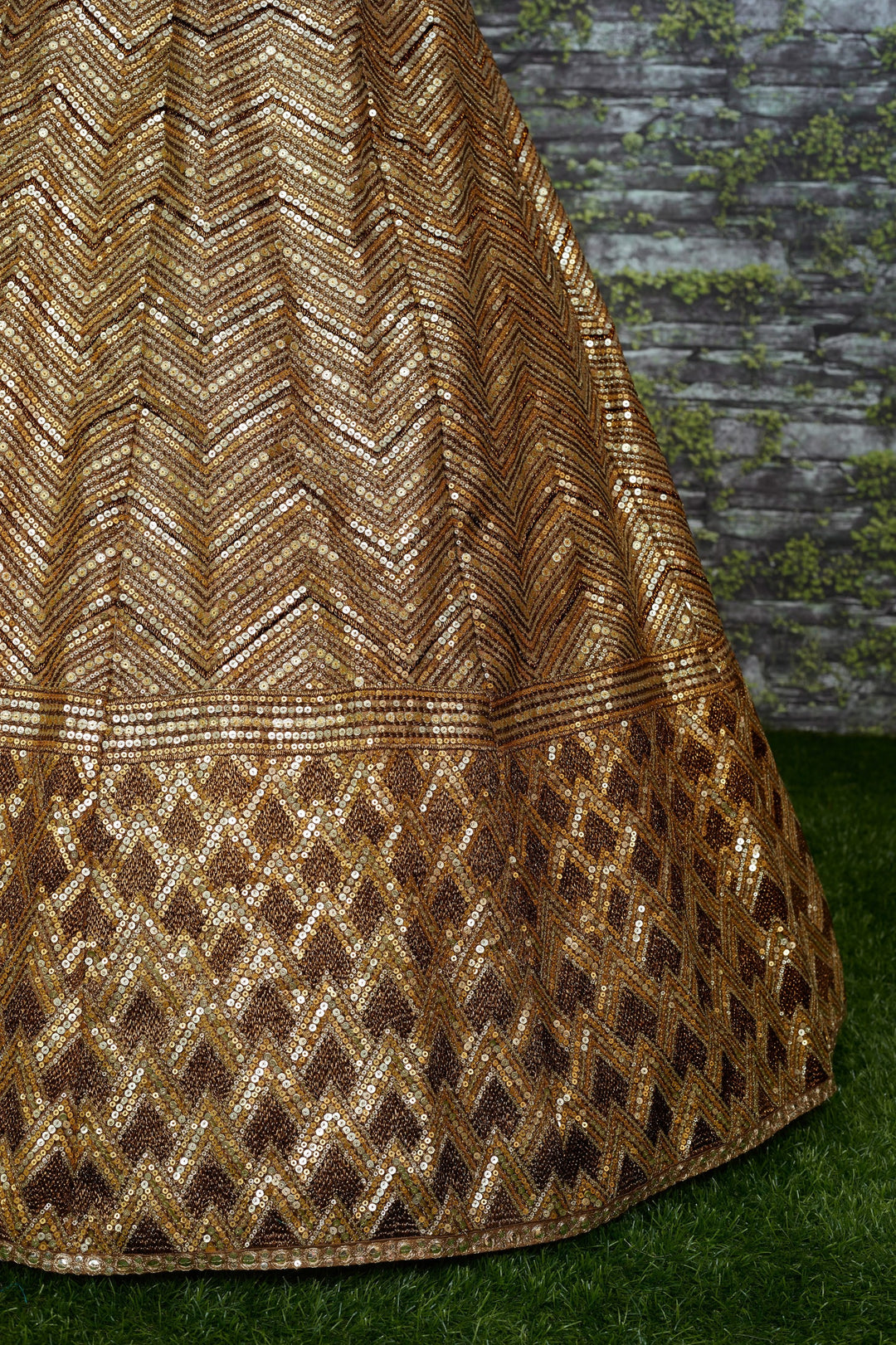 The platinum Gems Designer Net Lehenga