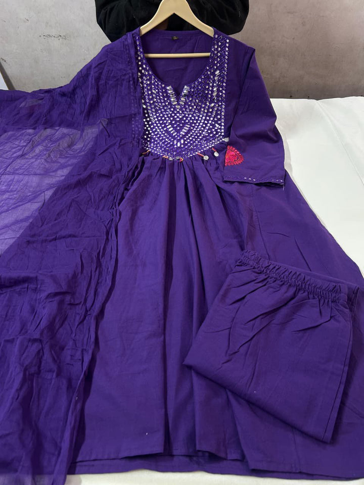 Amethyst Glow Designer Cotton Kurti Set