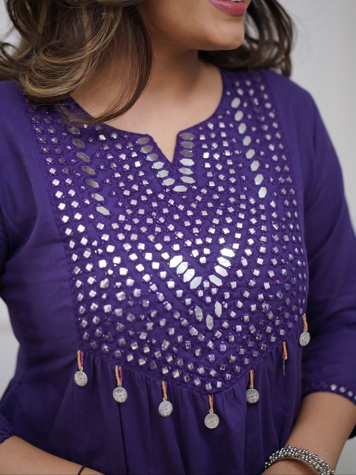 Amethyst Glow Designer Cotton Kurti Set