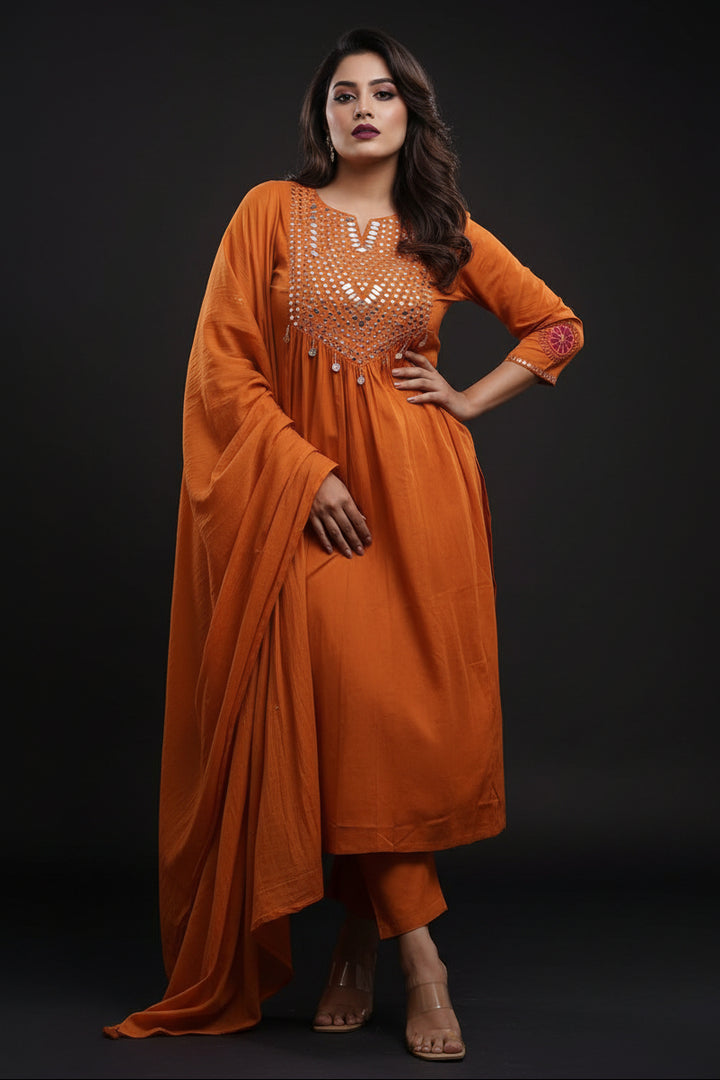 Amethyst Glow Designer Cotton Kurti Set