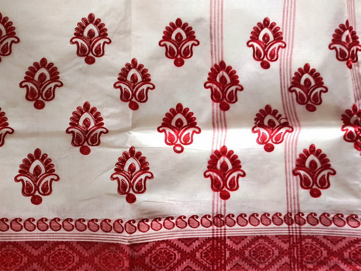 Ashtami Tangail Tant Cotton Saree(Kolka Embroidery)