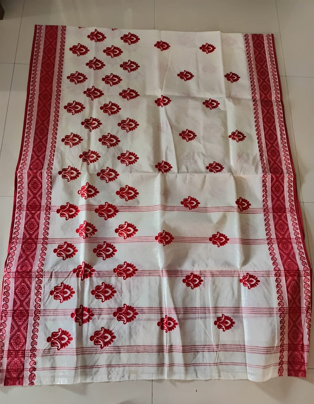 Ashtami Tangail Tant Cotton Saree(Kolka Embroidery)