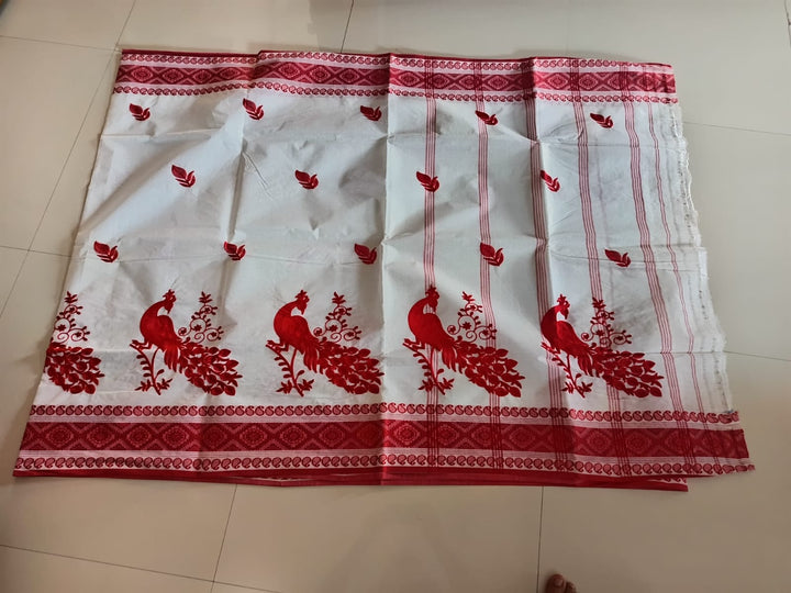 Ashtami Tangail Tant Cotton Saree(Peacock Embroidery)