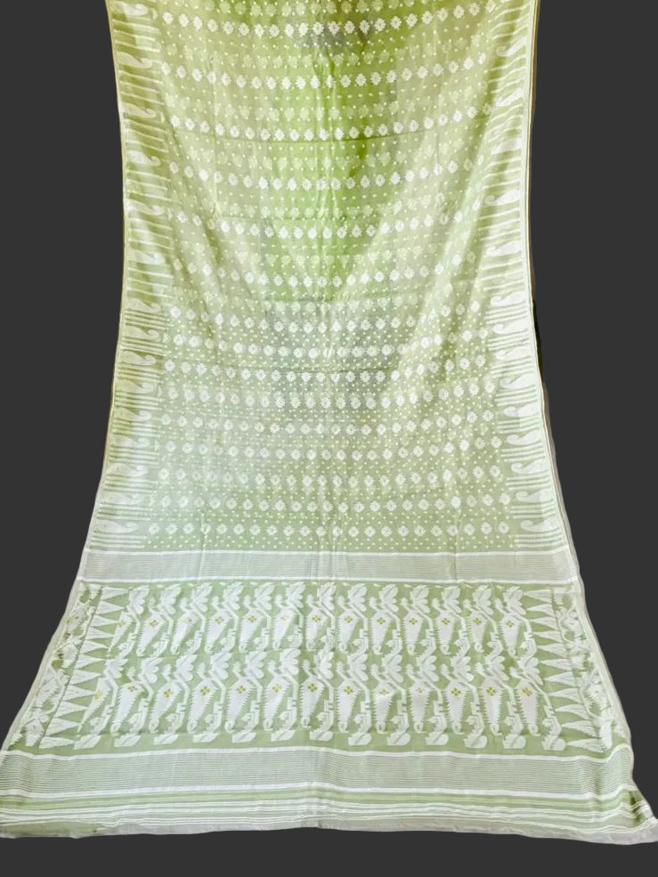 Moner Alo-Bengal Jamdani Saree (Pista)