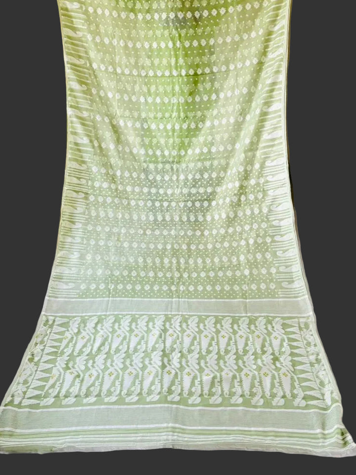 Moner Alo-Bengal Jamdani Saree (Pista)