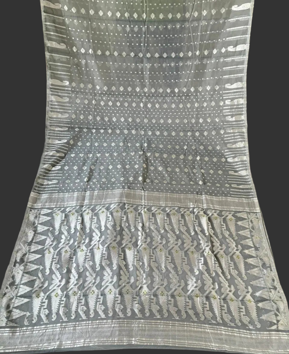 Moner Alo-Bengal Jamdani Saree (Grey)