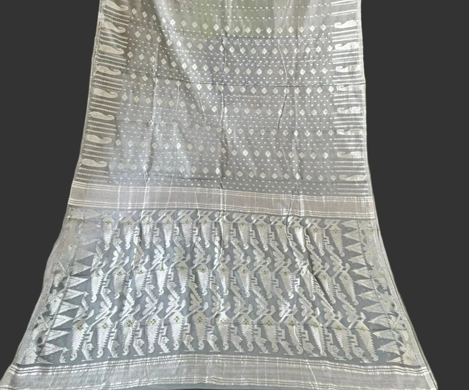 Moner Alo-Bengal Jamdani Saree (Grey)
