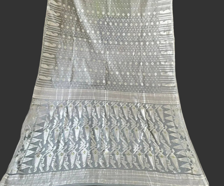 Moner Alo-Bengal Jamdani Saree (Grey)