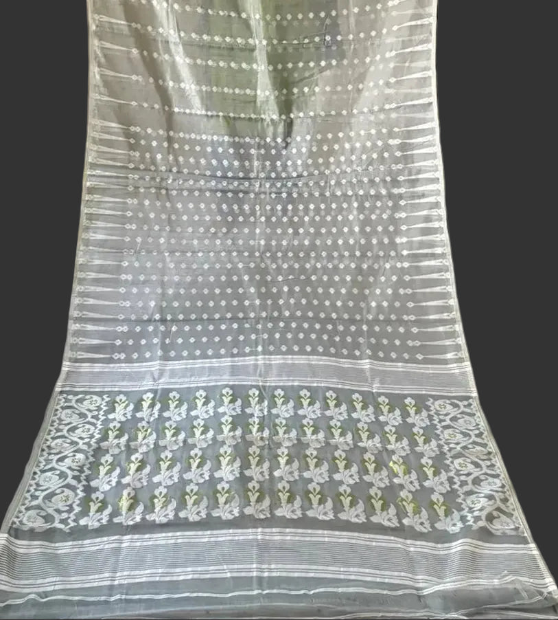 Moner Alo-Bengal Jamdani Saree (Grey)
