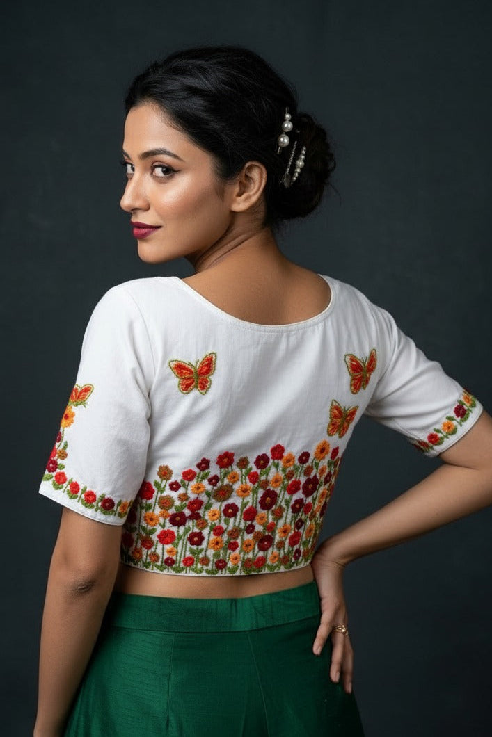 Graceful Wings Hand Stich Blouse