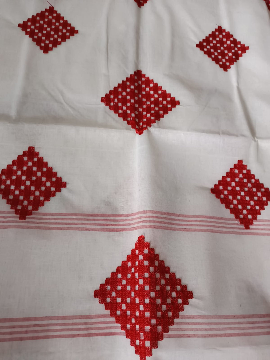 Ashtami Tangail Tant Cotton Saree (Barfi Design)