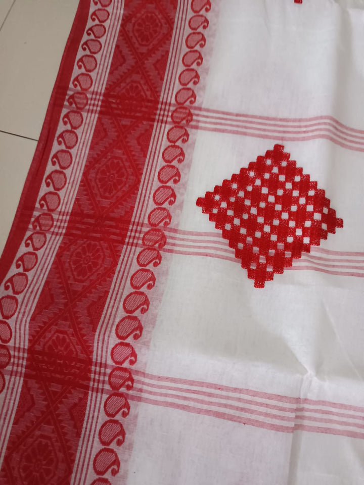 Ashtami Tangail Tant Cotton Saree (Barfi Design)