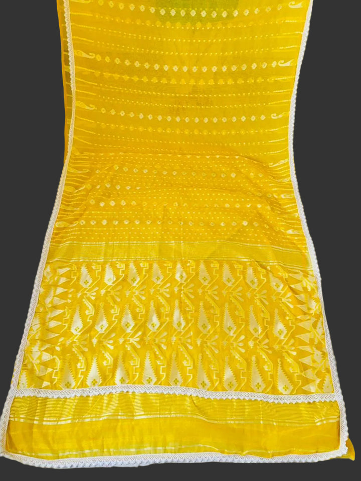 Binodini Bengal Jamdani Saree(Yellow)