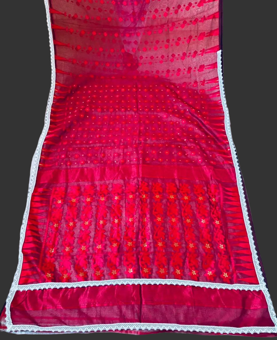 Binodini Bengal Jamdani Saree (Maroon)