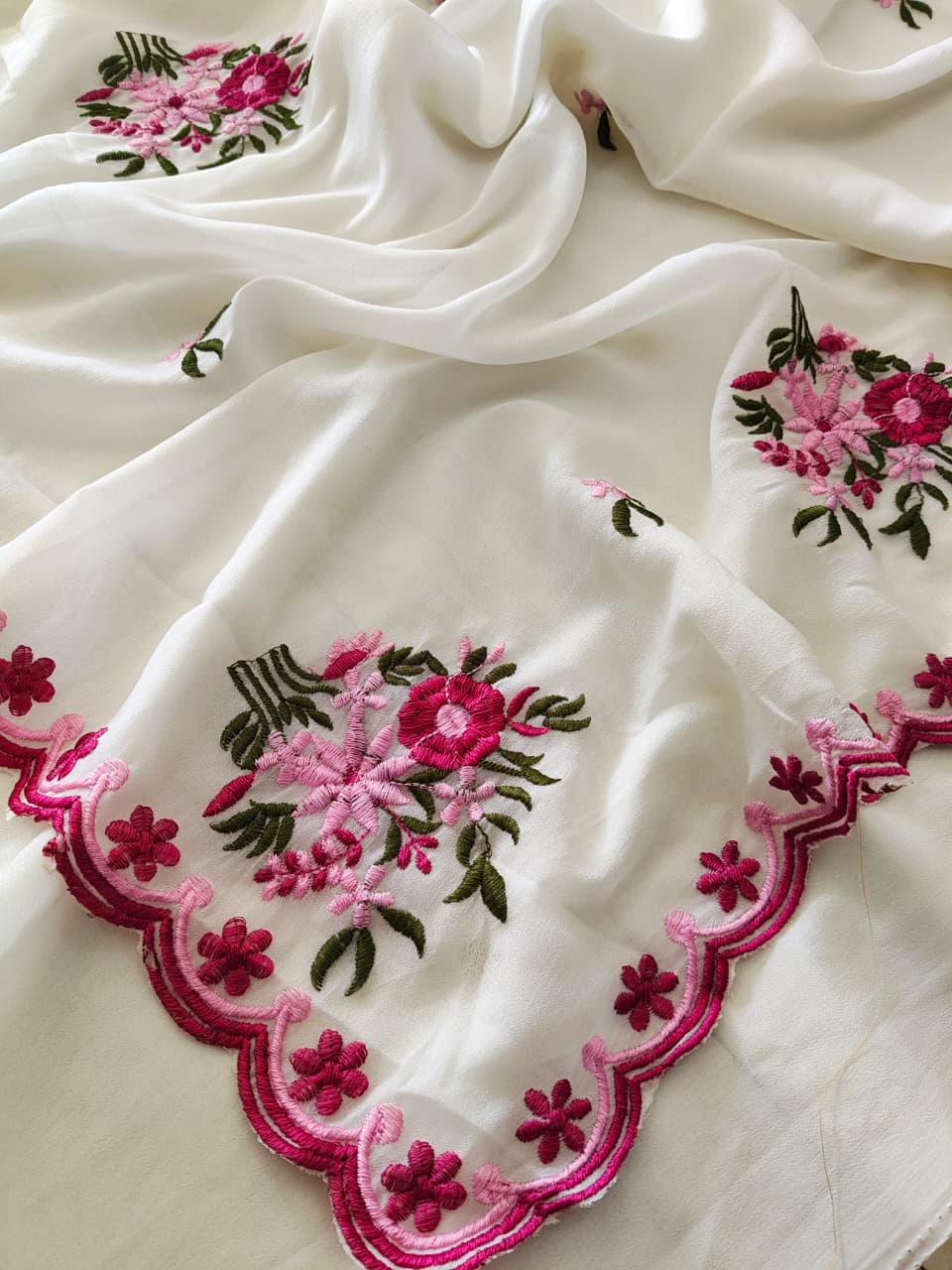 Ivory Charm Georgette Silk Saree