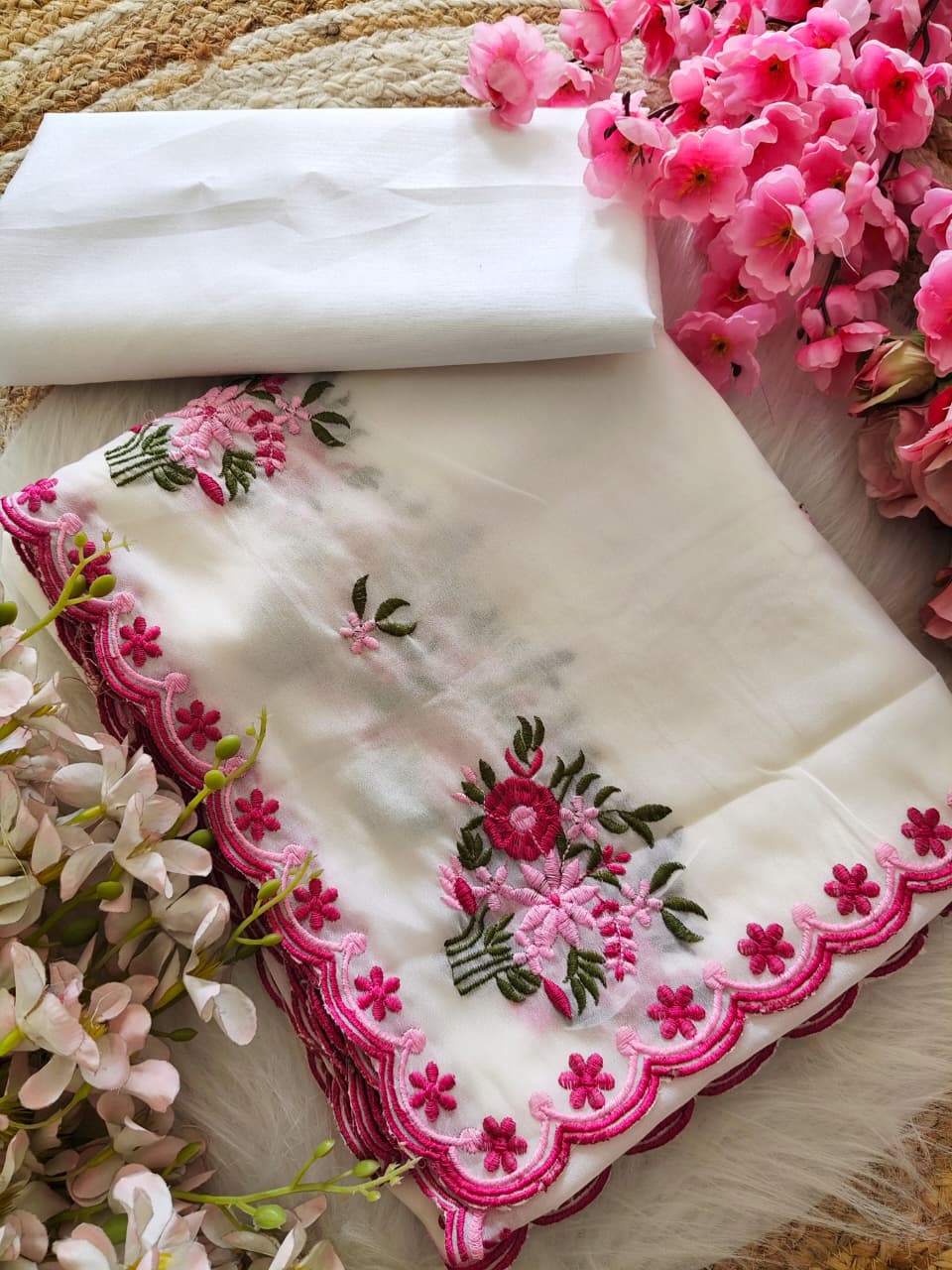 Ivory Charm Georgette Silk Saree