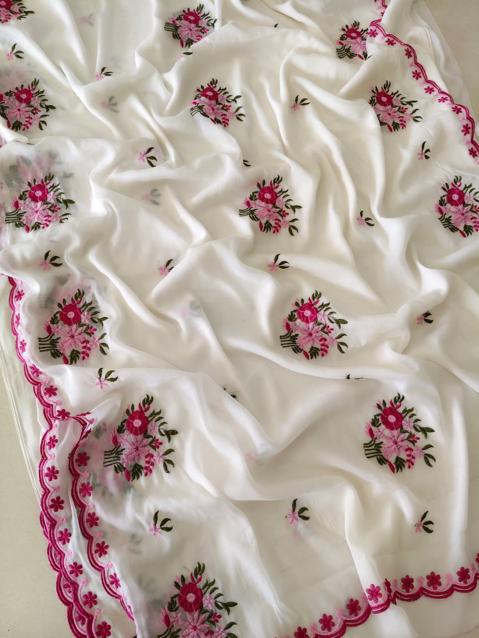 Ivory Charm Georgette Silk Saree