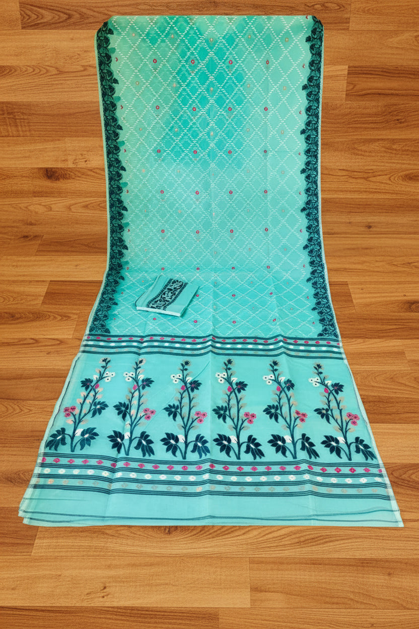 Swapner Rajkumari-Jamdani Saree(Sky)