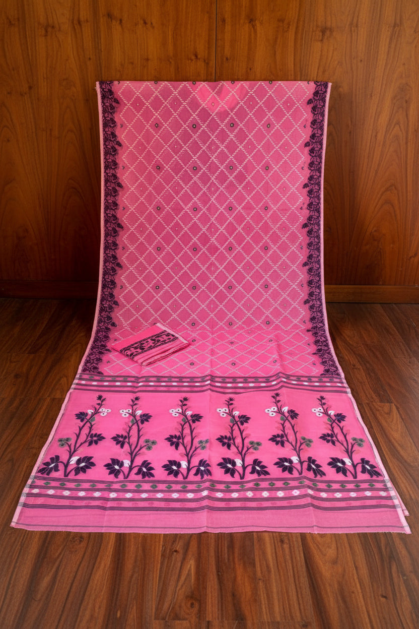 Swapner Rajkumari-Jamdani Saree(Pink)
