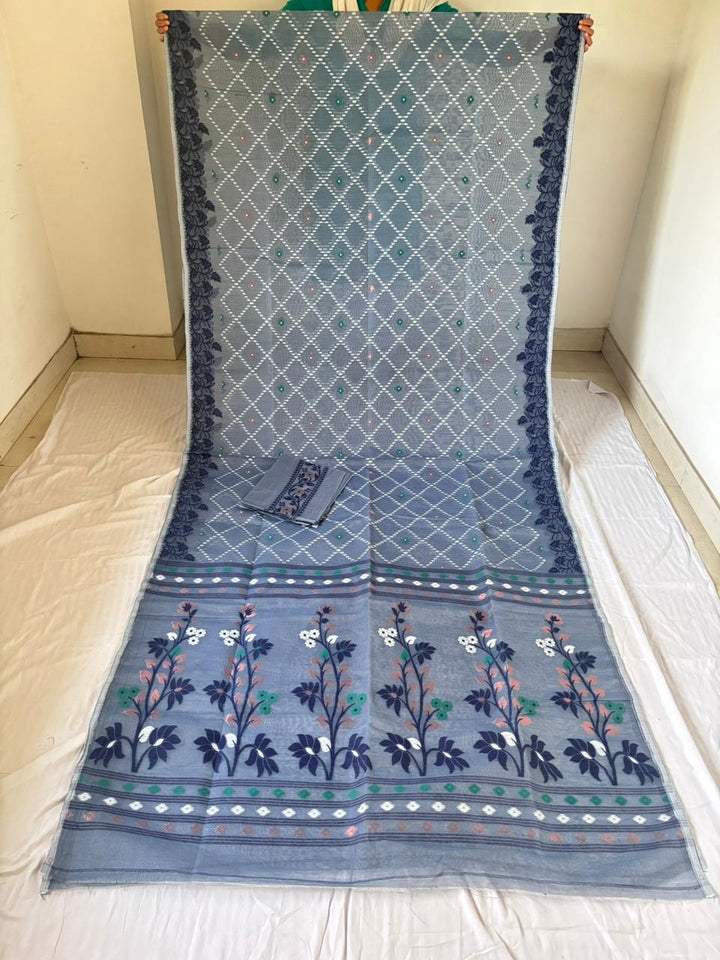 Swapner Rajkumari-Jamdani Saree(Grey)