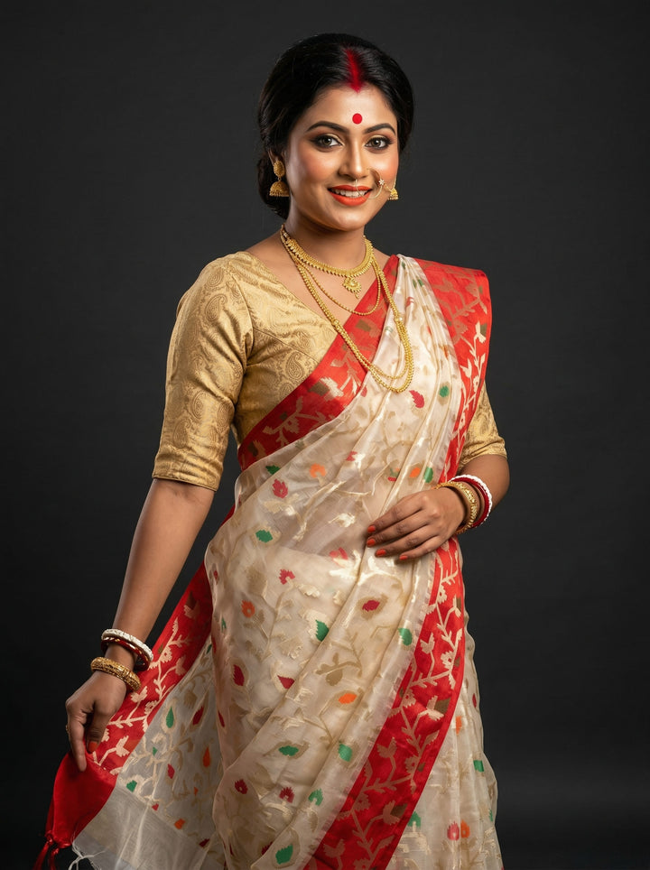 Divine Essence Muslin Jamdani Saree
